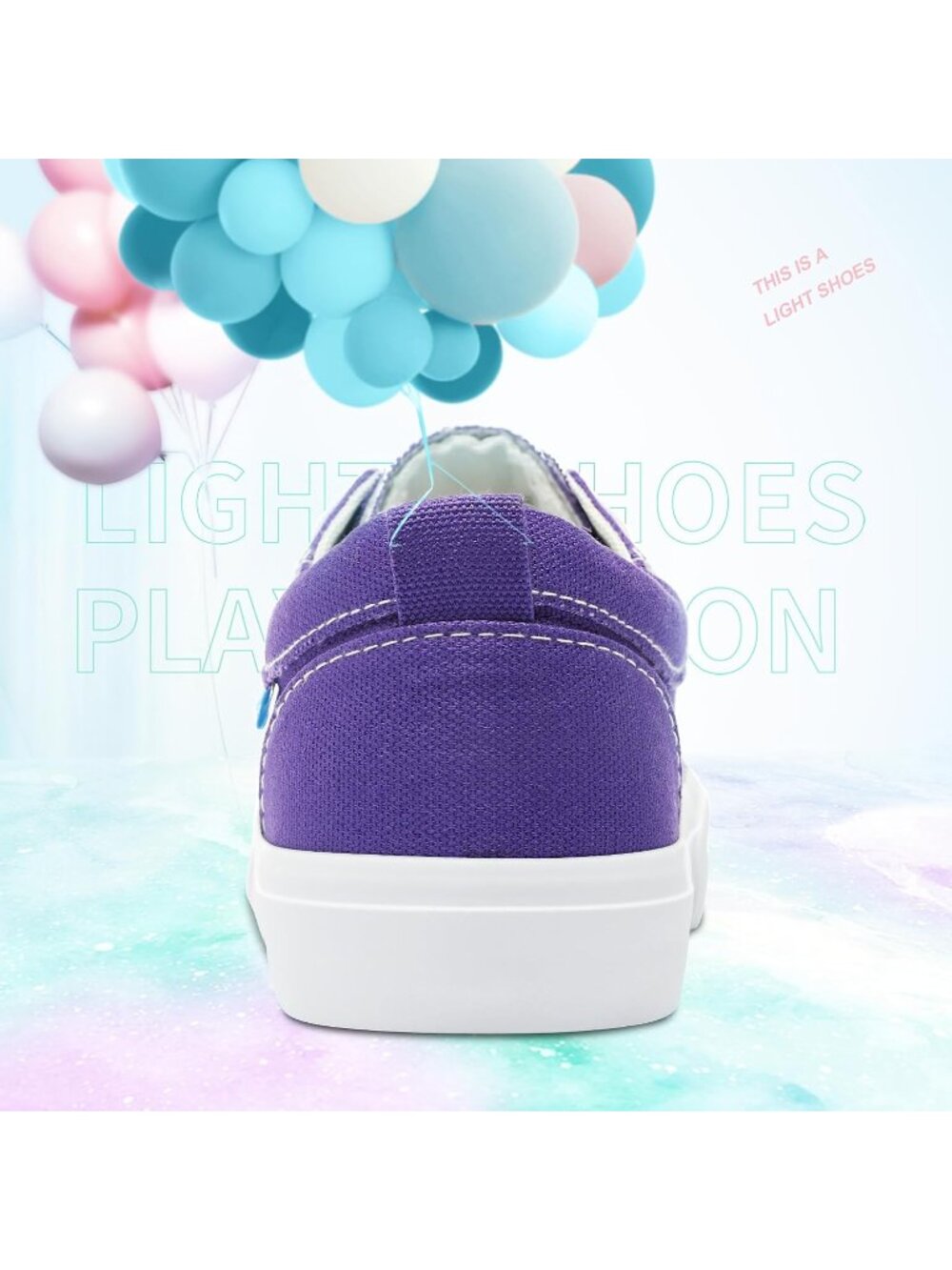 Women's Purple Lace up Flat for Lady Canvas Shoes Fashion Sneakers - Picture 6 of 6